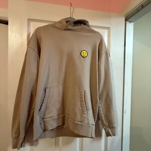 Gilly Hicks Tan Hoodie with Smiley Patch